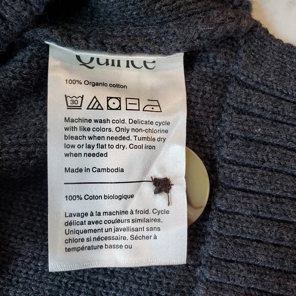 NWT QUINCE 100% Organic Cotton Cropped Cardigan Sweater Women's Medium in Gray - Picture 6 of 10
